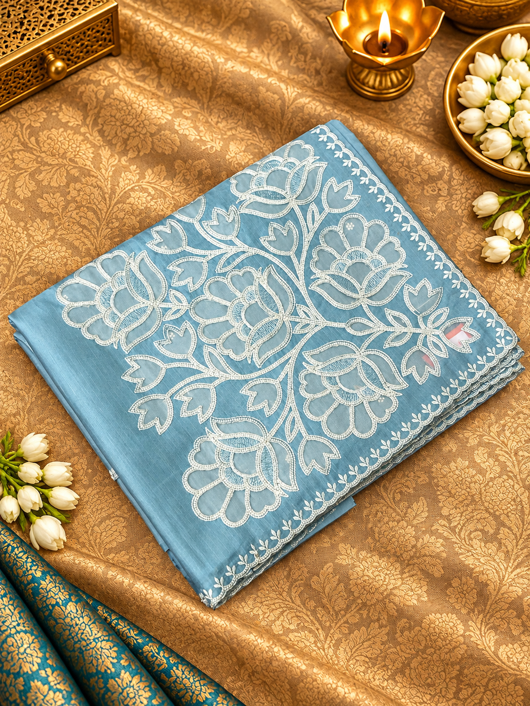 Premium Soft Organza Saree With Embroidery - 902677