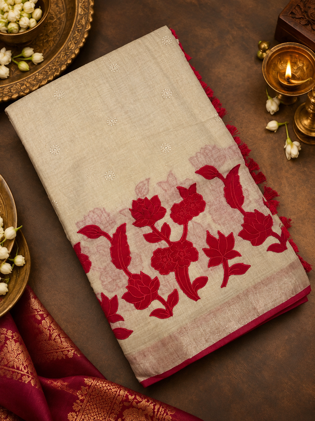 Premium quality jute linen saree- 902596