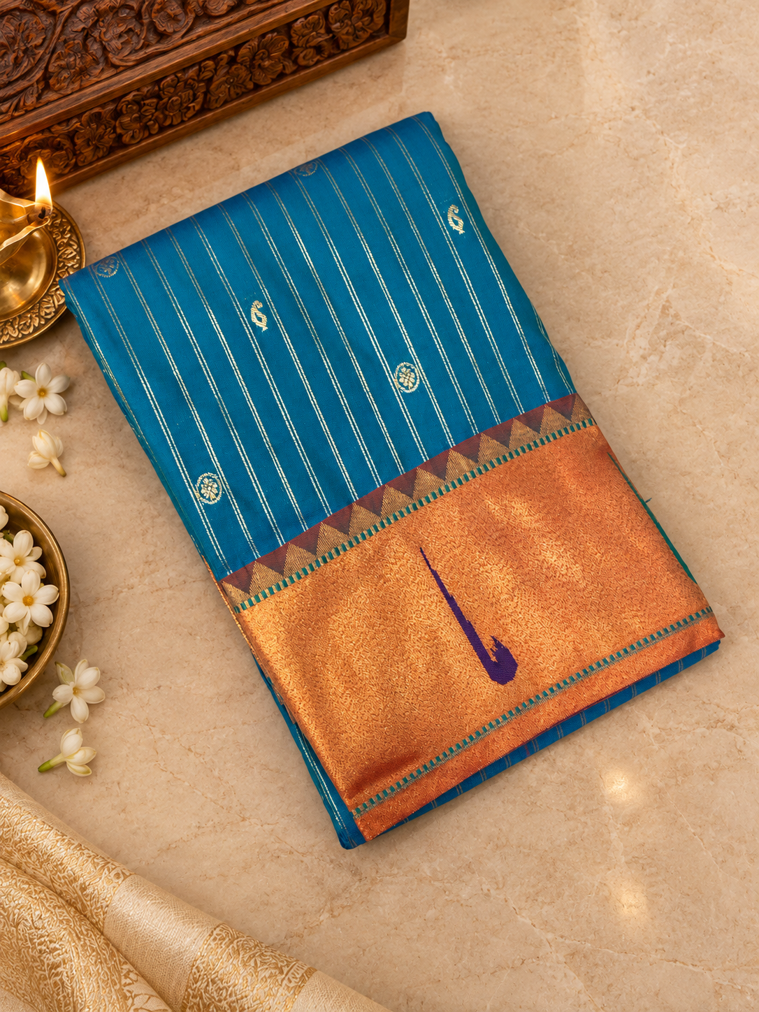 Premium Semi Kanchipuram Silk Saree With Paithani Border -902337
