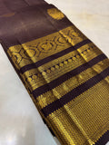 Pure 2G zari handloom Kanjeevaram Silk Saree- Silk mark certified- PS2347 Chocolate brown