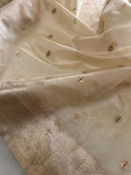 Premium quality semi Paithani silk by Organza- Off white- 902472