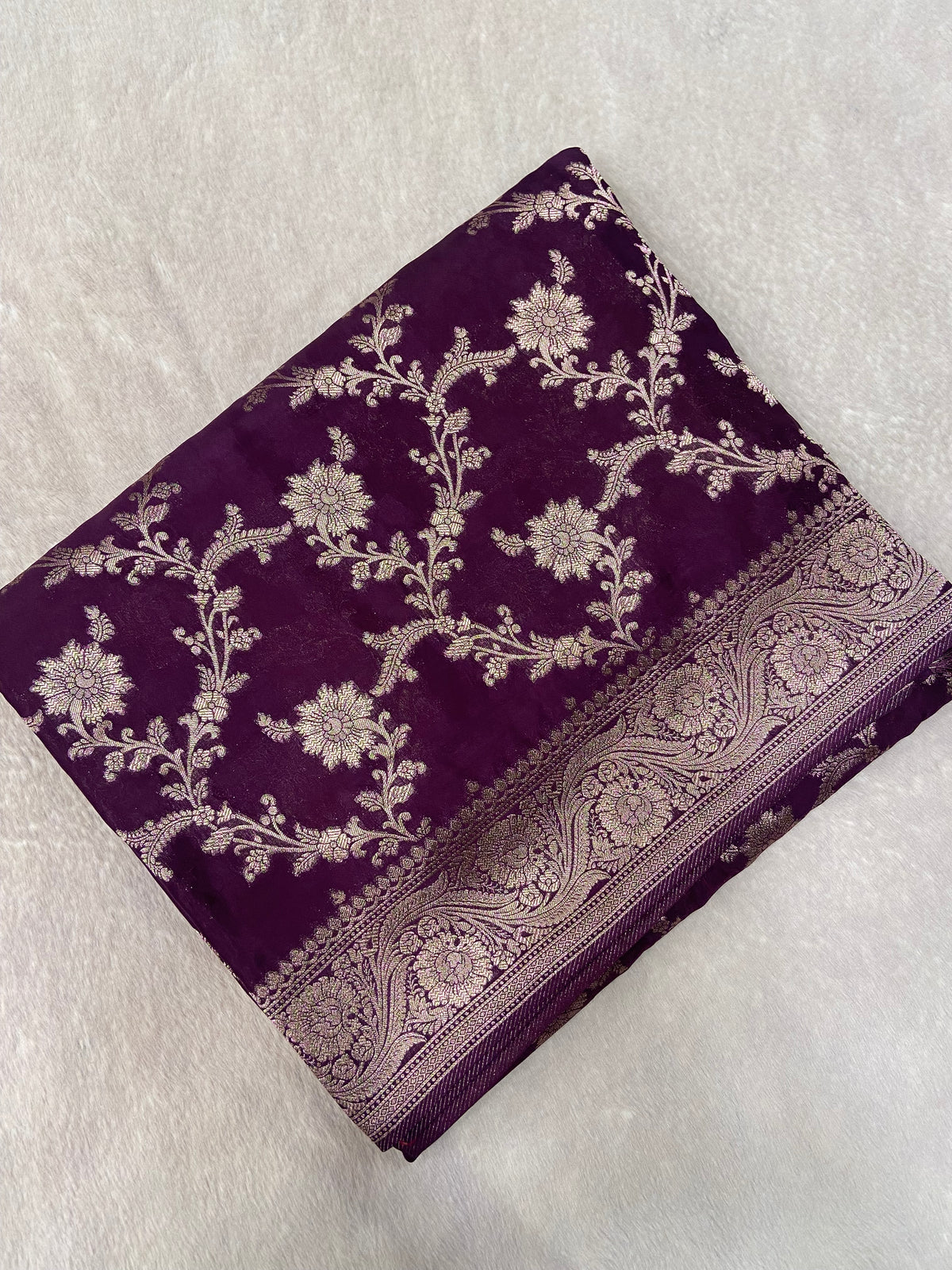 Premium Crepe Satin Silk Saree (wine)