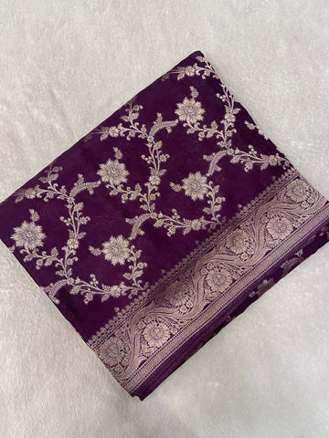 Premium Crepe Satin Silk Saree (wine)
