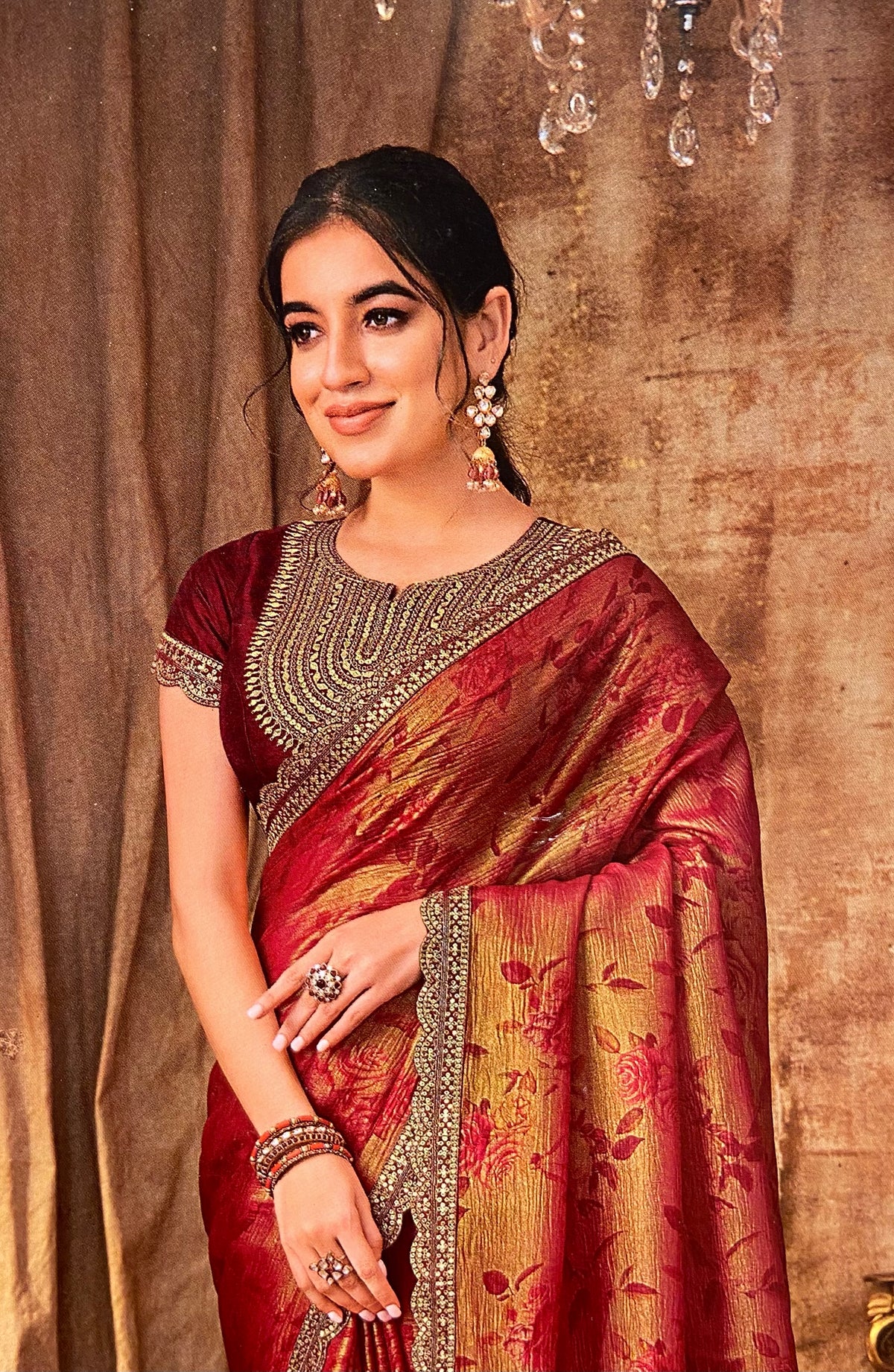 Premium Crush Organza Saree