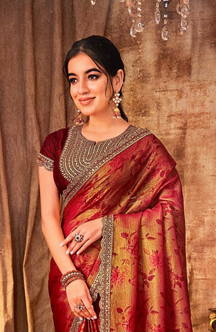 Premium Crush Organza Saree