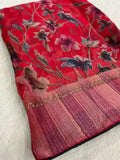 Chiffon Brasso Saree (Dark pink)