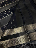 Pure Mix Crepe Mysore Silk Saree- Black