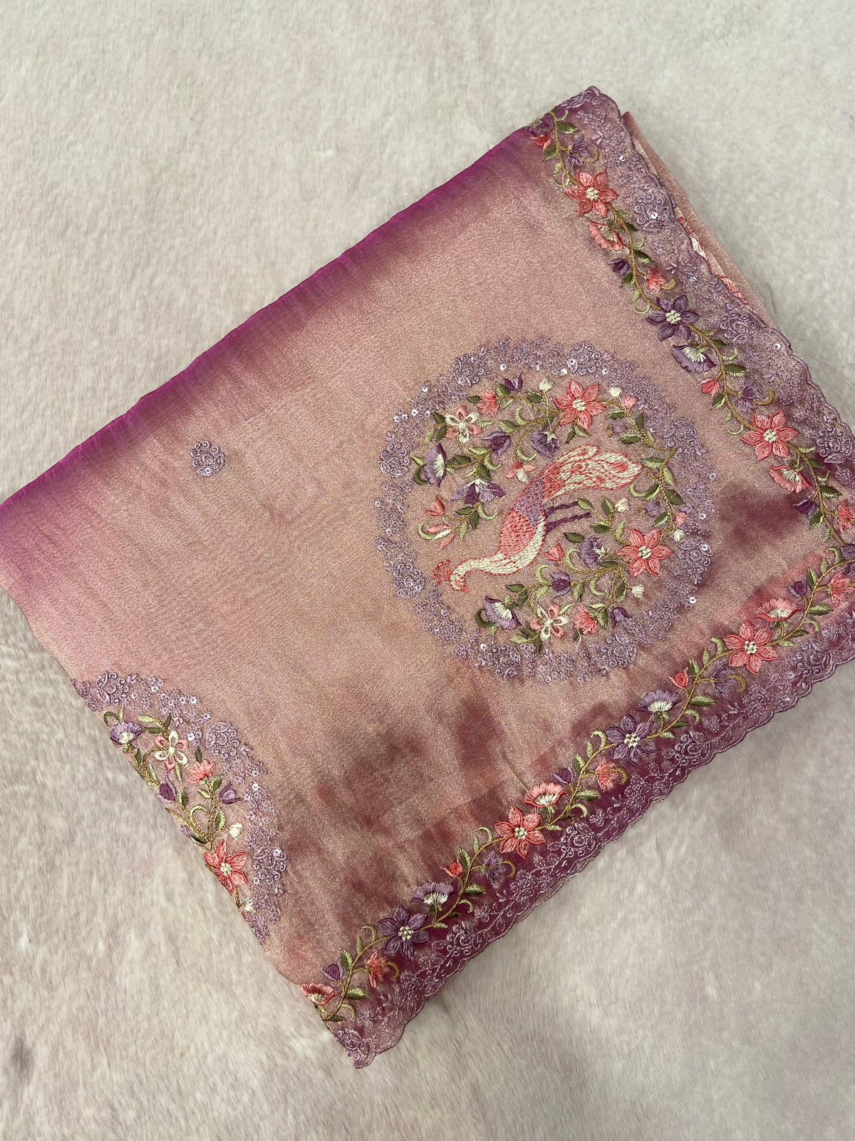 Pure Soft Tissue Organza Saree (lavender)