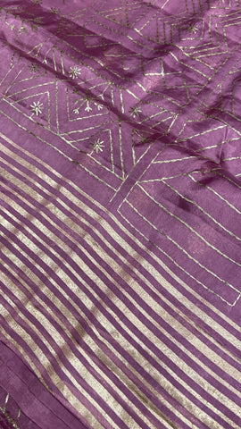 Premium Organza With Embroidery Saree (Lavender)