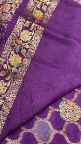 Premium Banarasi crepe Kalamkari saree