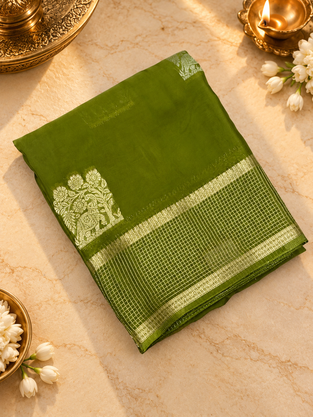 Pure Crepe Chinnon Saree - 902971