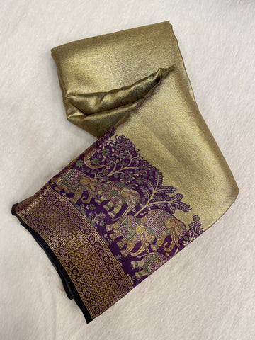 Pure mix bridal tissue semi silk saree