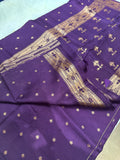 Premium Quality Tussar Saree in Paithani Weaves (Wine-ish Purple)