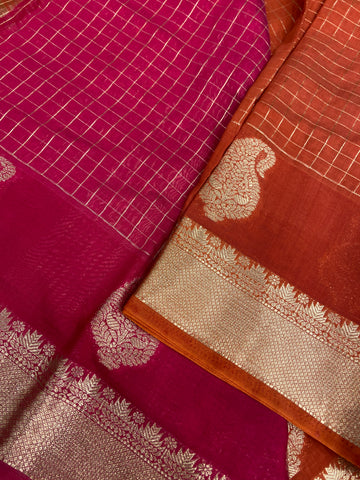 Premium Chanderi Saree (Rust)