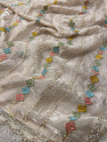 Premium Crush Organza Saree (Cream)