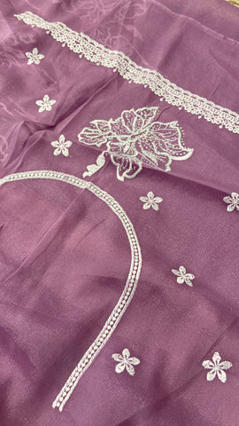 Premium Soft Organza Saree (Lavender)