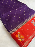 Premium Quality Tussar Saree in Paithani Weaves With Satin Border 💜