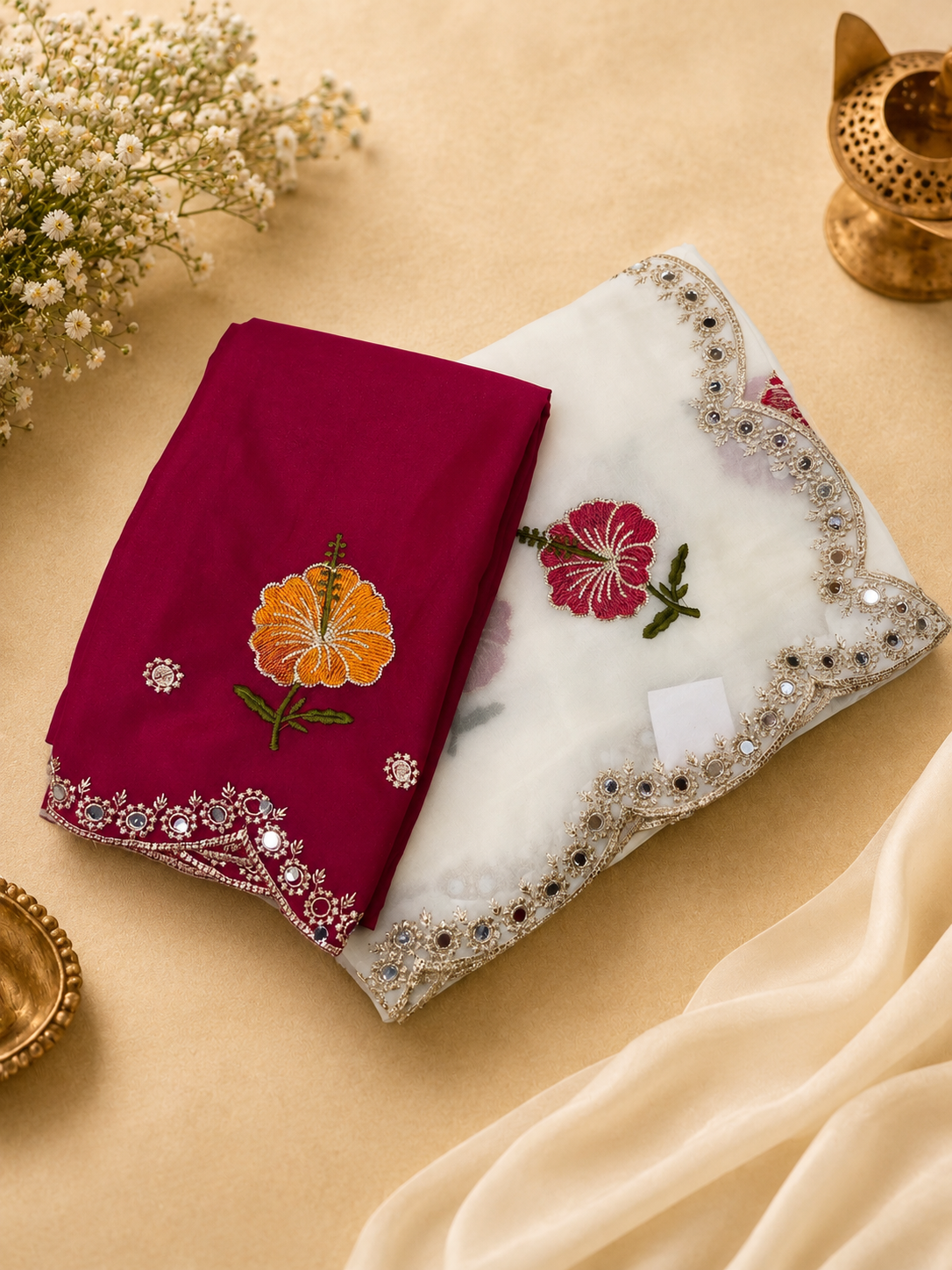 Premium Organza With Mirror Work saree