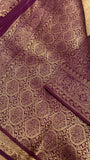 Premium Bridal Semi Tissue Kanjeevaram Silk Saree (Wine)