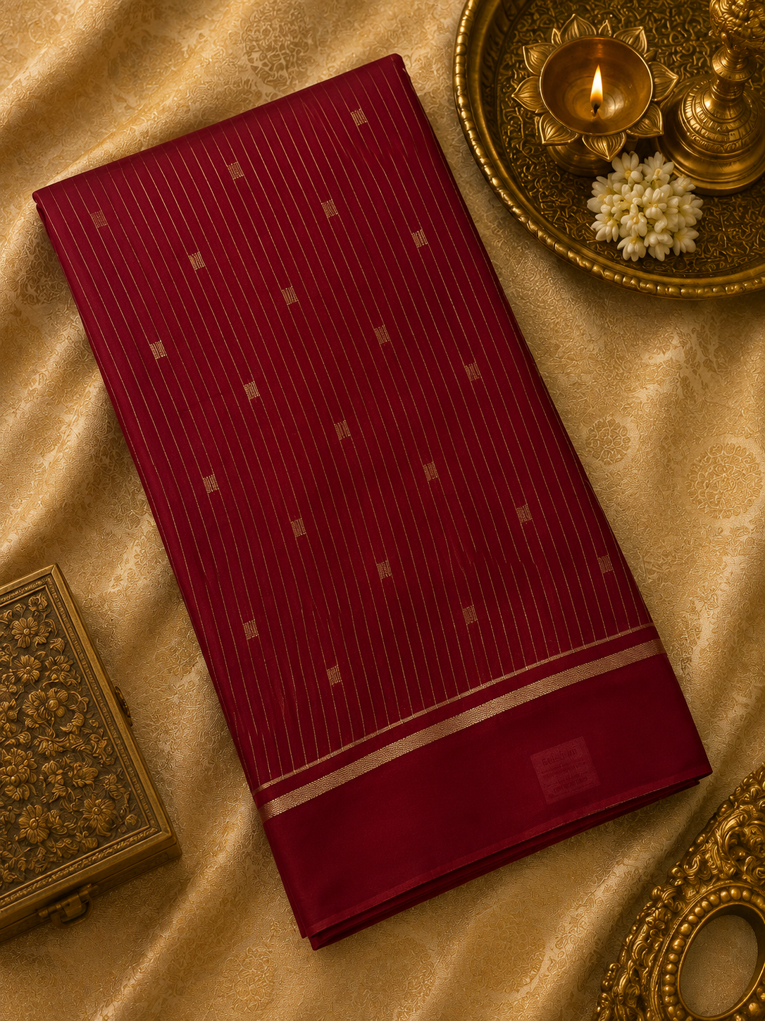 Pure Mix Crepe Mysore Silk Saree (Reddish rust)