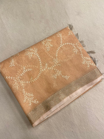 Organza saree with embroidery work