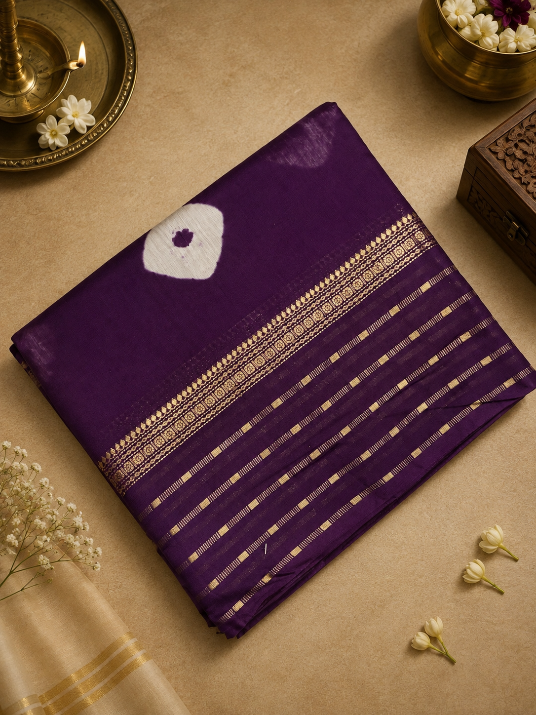 Premium Semi Chanderi Saree With Batiq Print