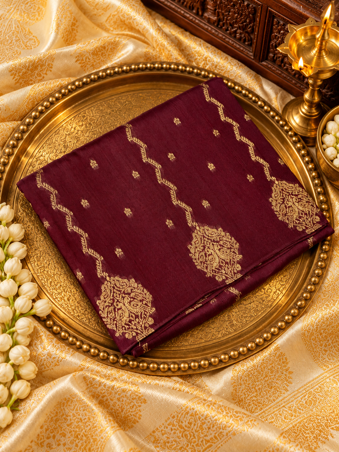 Premium Tassar Silk Saree (Wine) - 902837