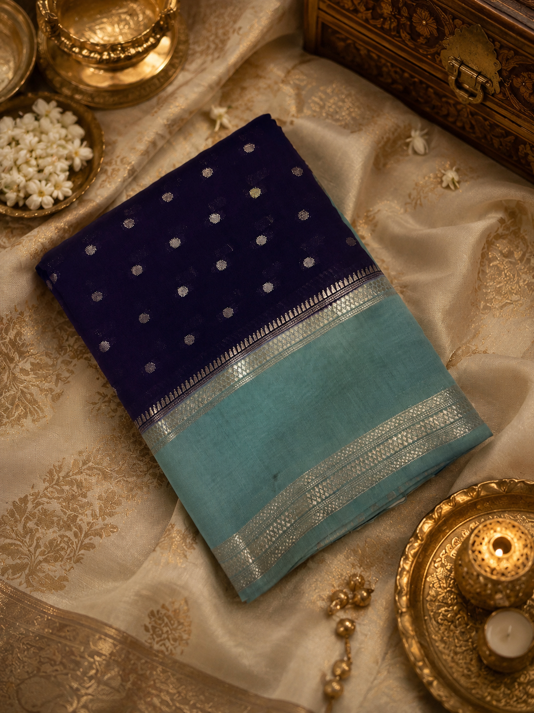 Premium Semi Chanderi Saree- Purple