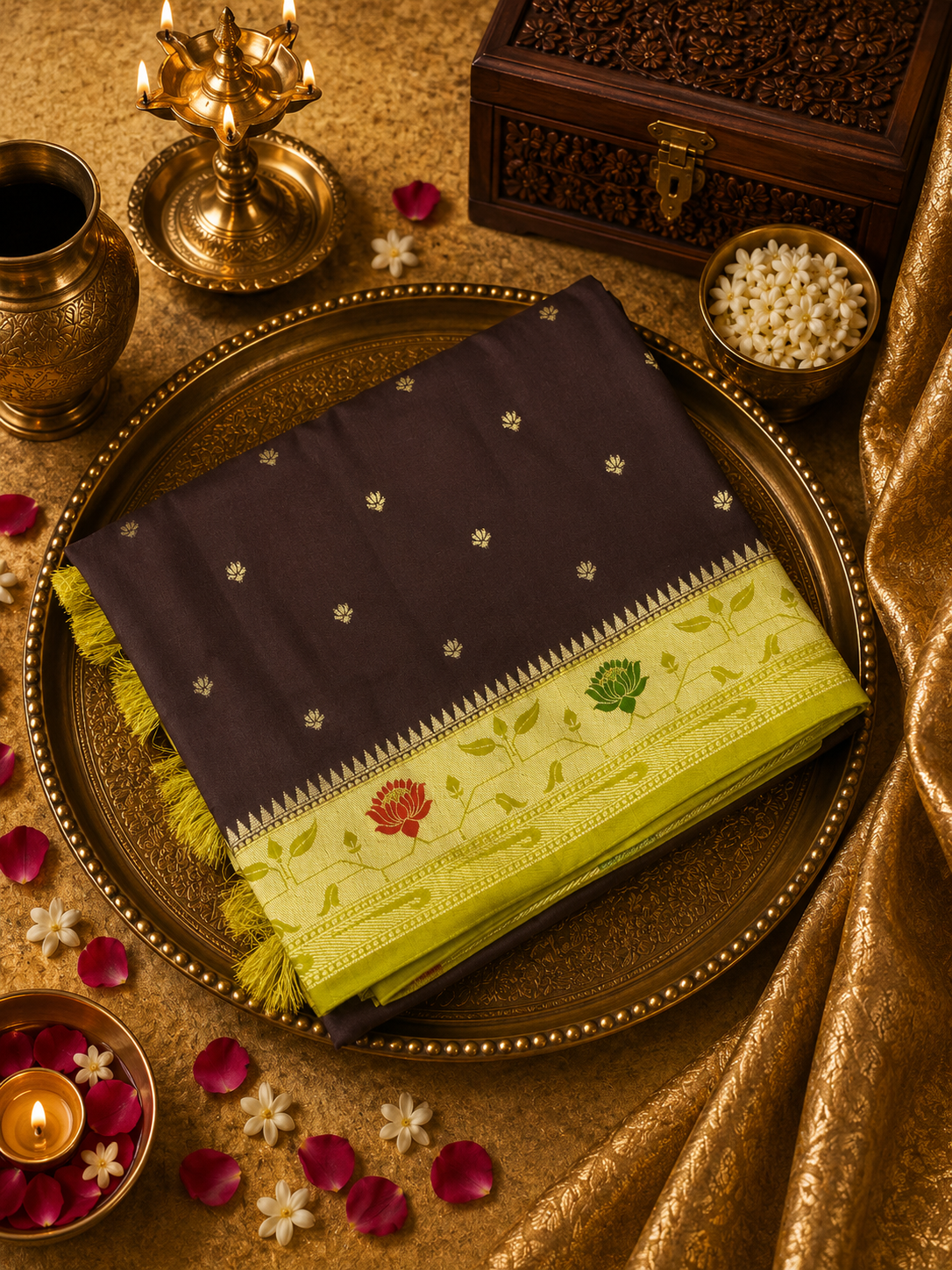 Premium Russian Silk Saree With Paithani Border