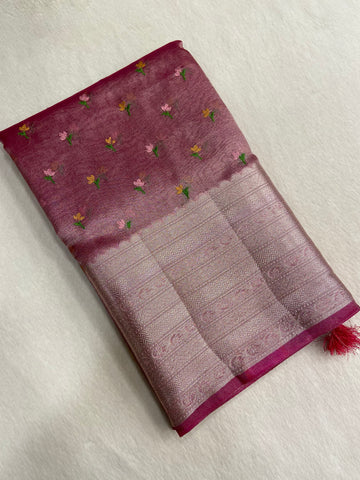 Tissue Organza Saree(dark)💓🌸