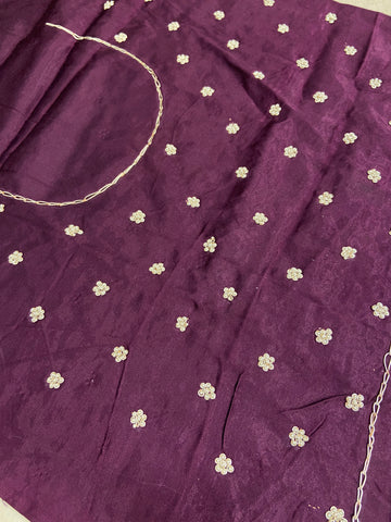 Half mix Kanjeevaram silk saree with pure hand katdana work blouse and double blouse