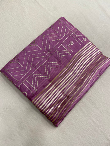 Premium Organza With Embroidery Saree (Lavender)