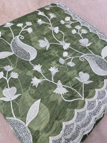 Premium Crush Organza Saree💚