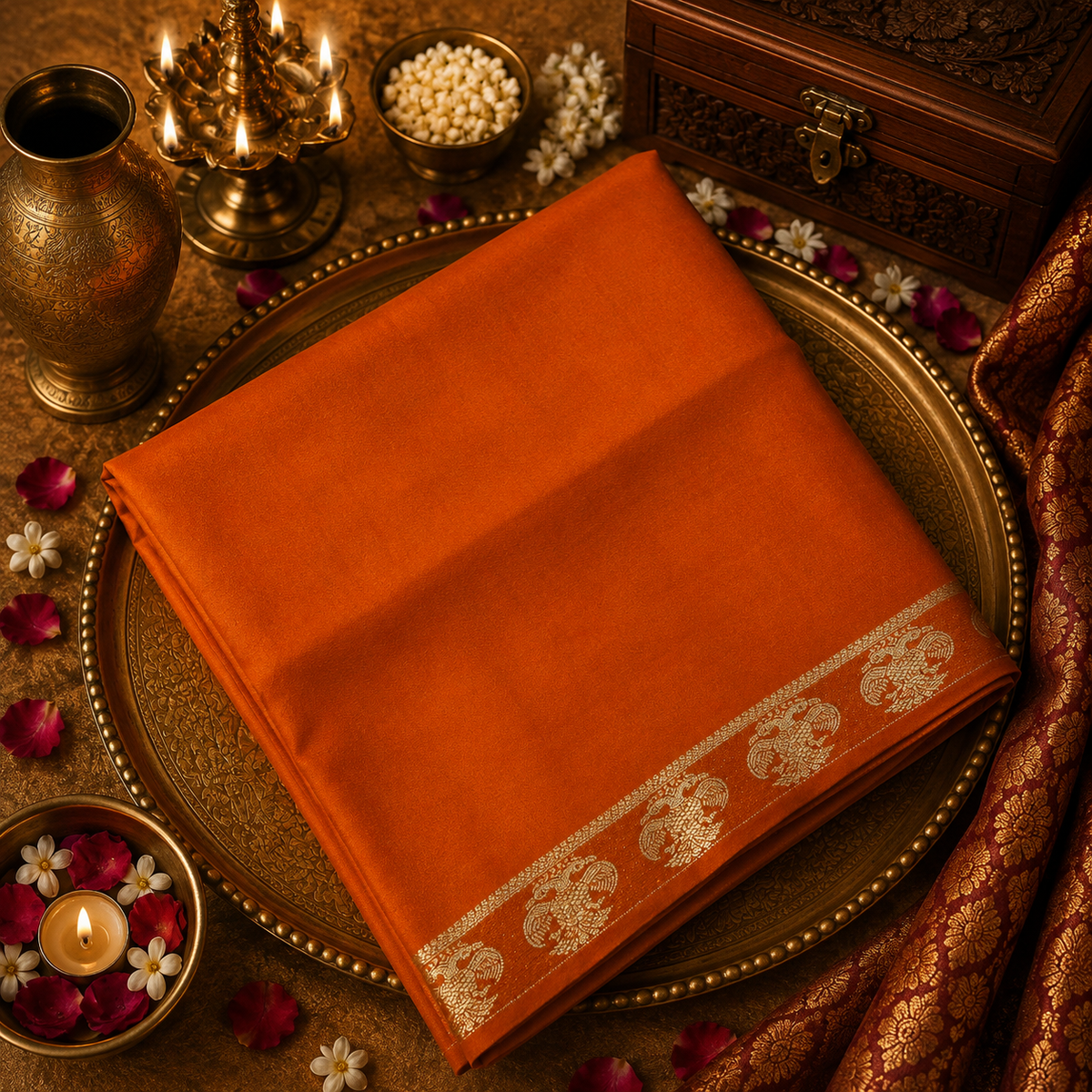 Premium Crepe Semi Mysore Silk Saree (Dark)