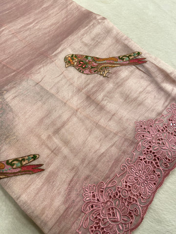 Pure Tissue Organza Saree With Embroidery