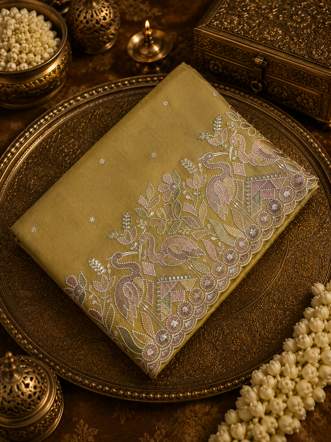 Premium quality soft Tussar saree with thread embroidery