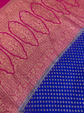 Pure crepe khaddi Banarasi saree- Silk mark certified- Royal Blue