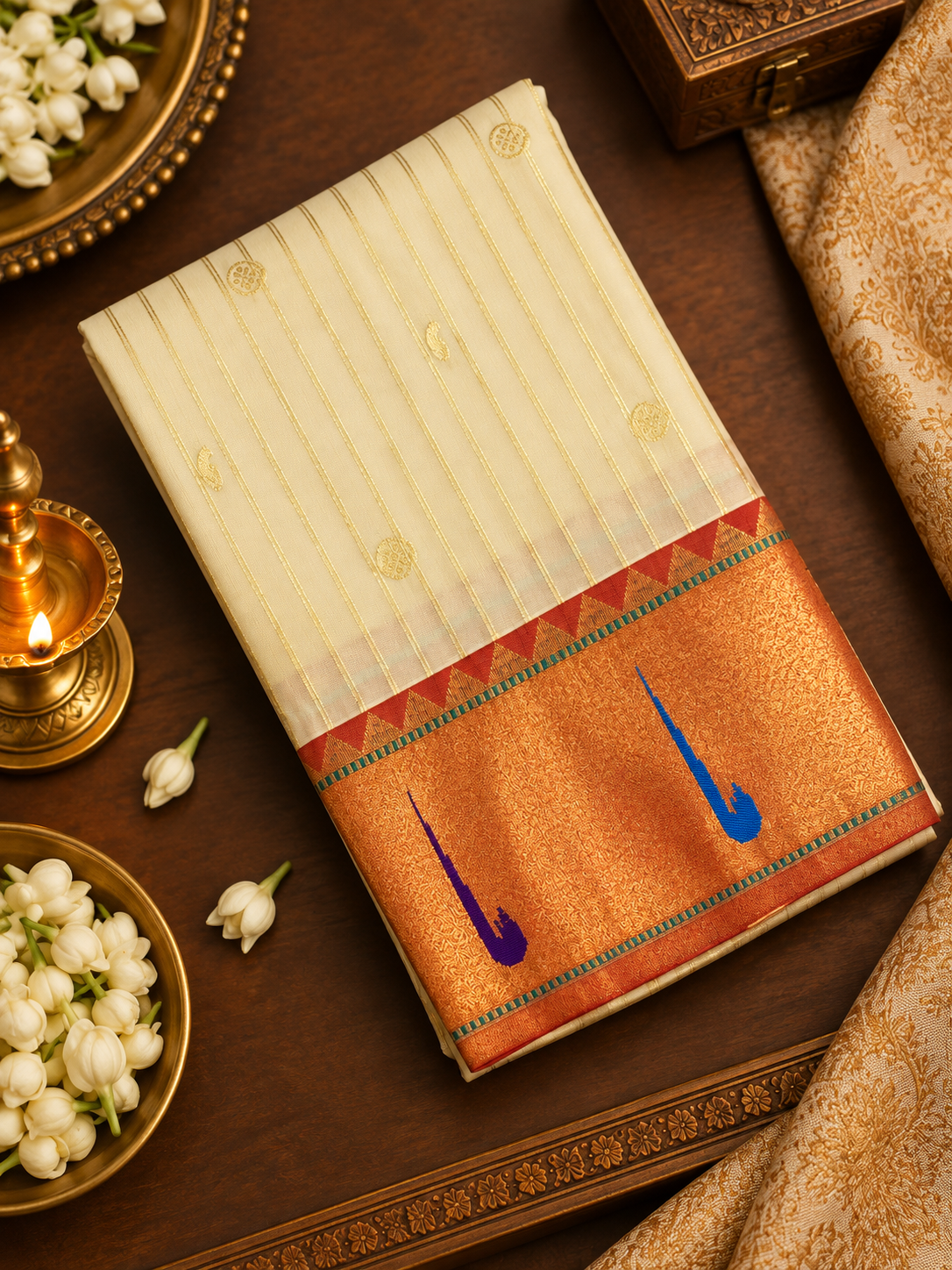 Premium Semi Kanchipuram Silk Saree With Paithani Border -902337