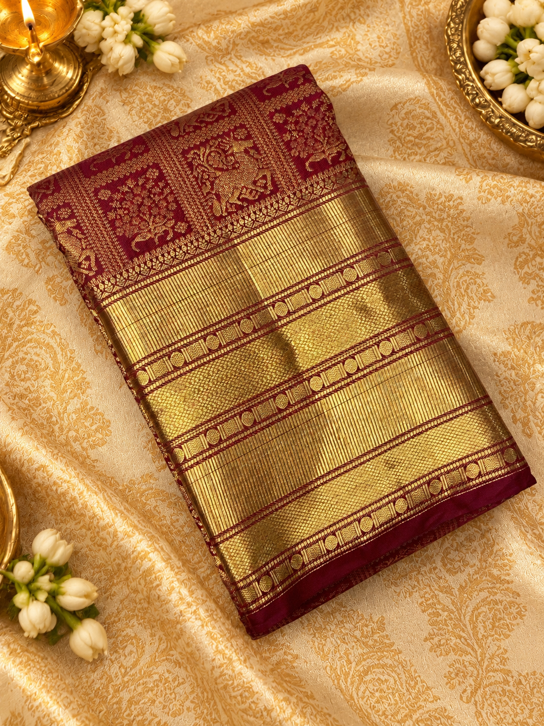 Premium Bridal Semi Kanchipuram Silk Saree - RF1302