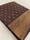 Premium Banarasi Crepe Khaddi Georgette Saree🤎