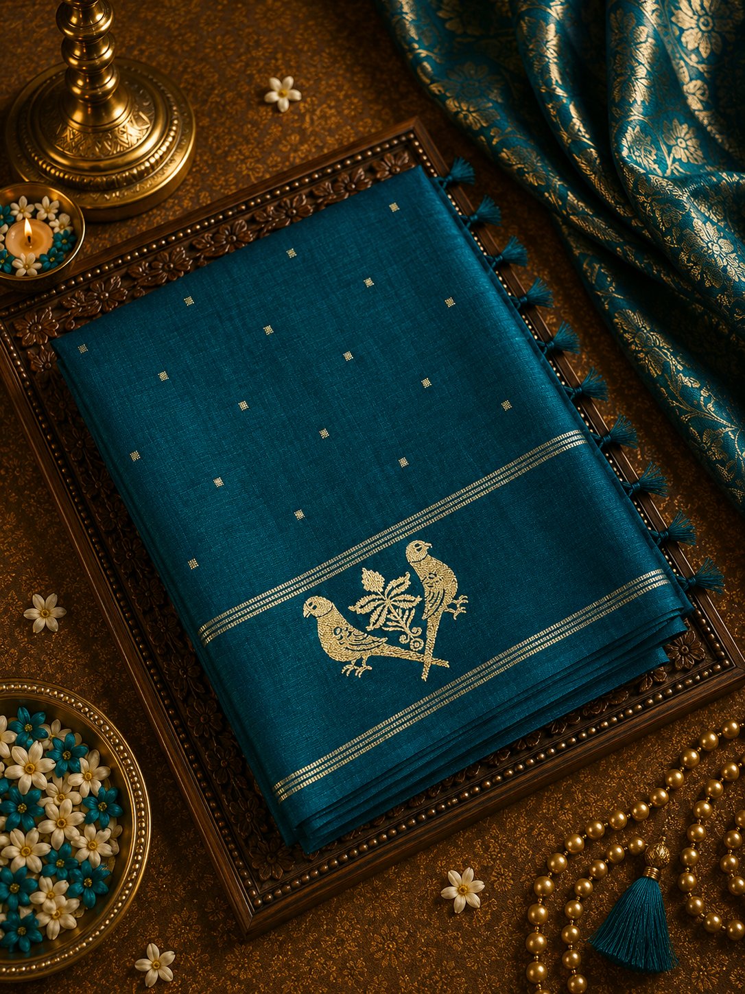 Premium Tassar Saree With Embroidery