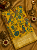 Premium Banarasi Crepe Kalamkari Saree💛