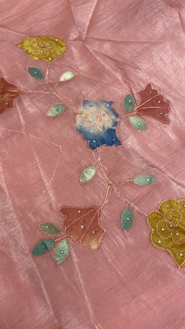 Pure paper crush organza saree