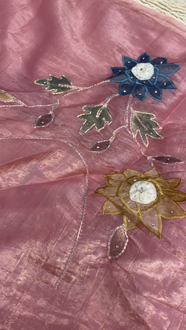 Pure paper crush organza saree