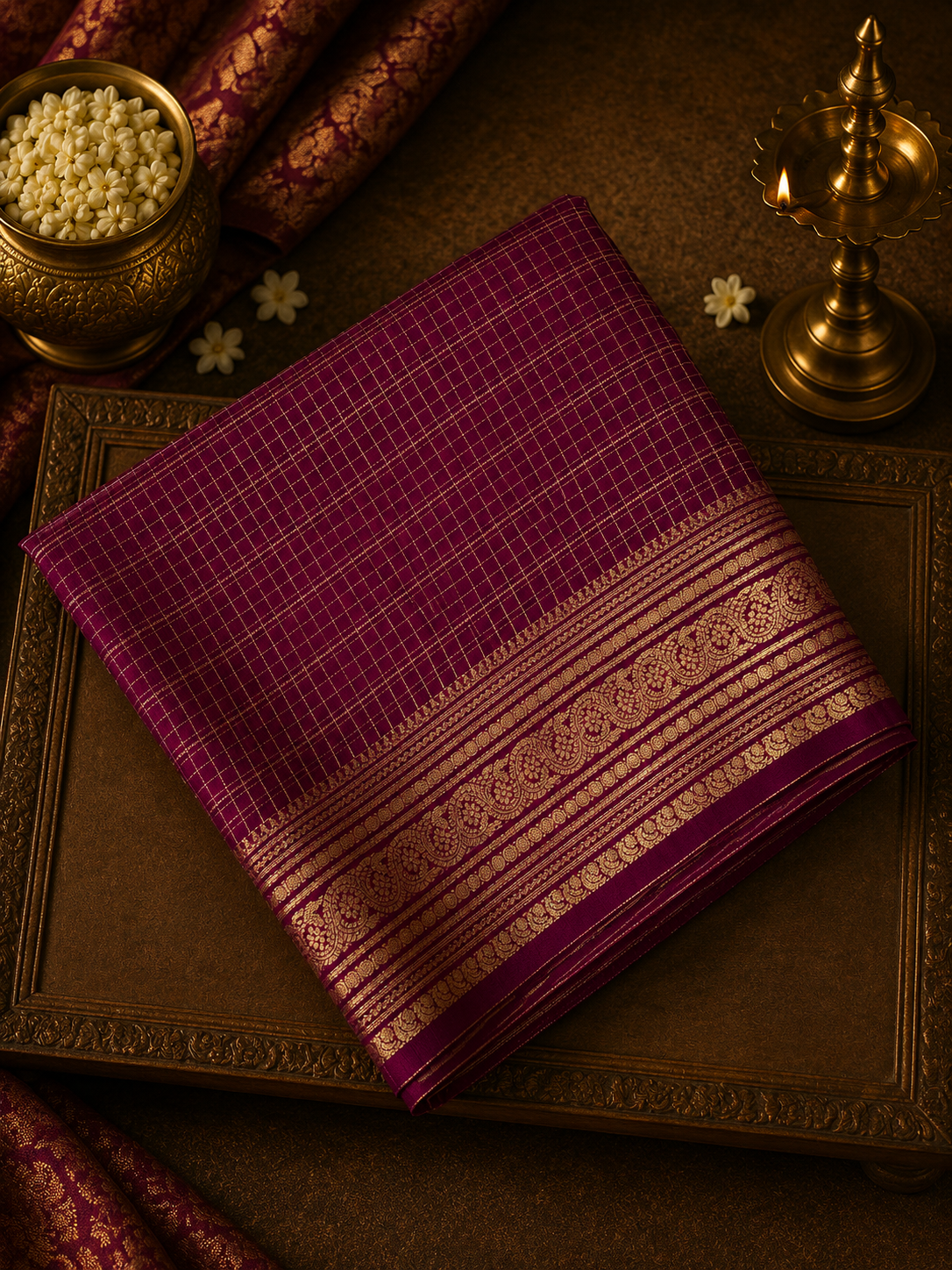Pure Mix Mysore Crepe Silk Saree (Wine)