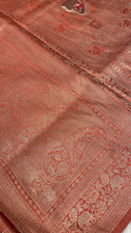 Premium Crepe Satin Silk Saree (peach)