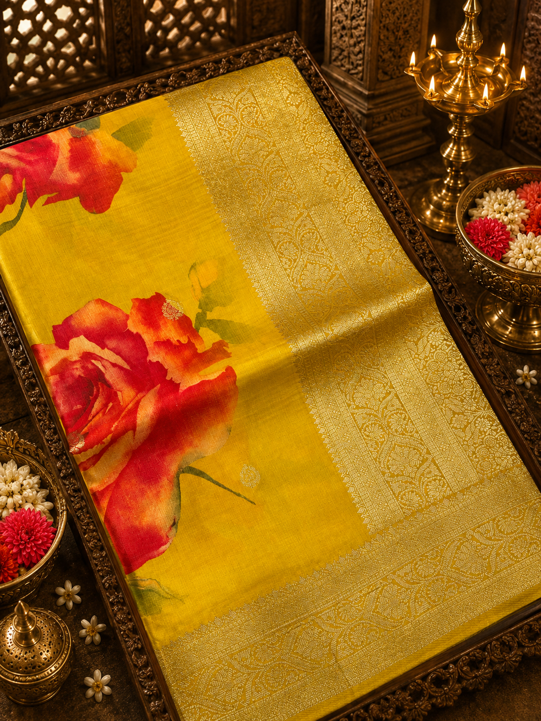 Digital Print Concept In Premium Semi Kanchipuram Silk Saree
