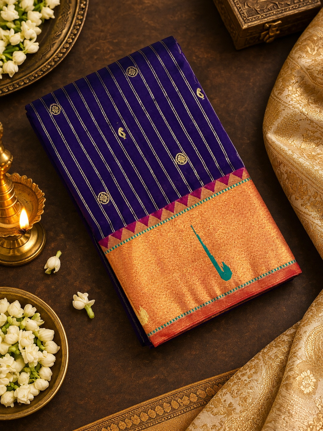 Premium Semi Kanchipuram Silk Saree With Paithani Border -902337