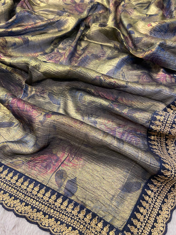 Premium Crush Organza Saree💙