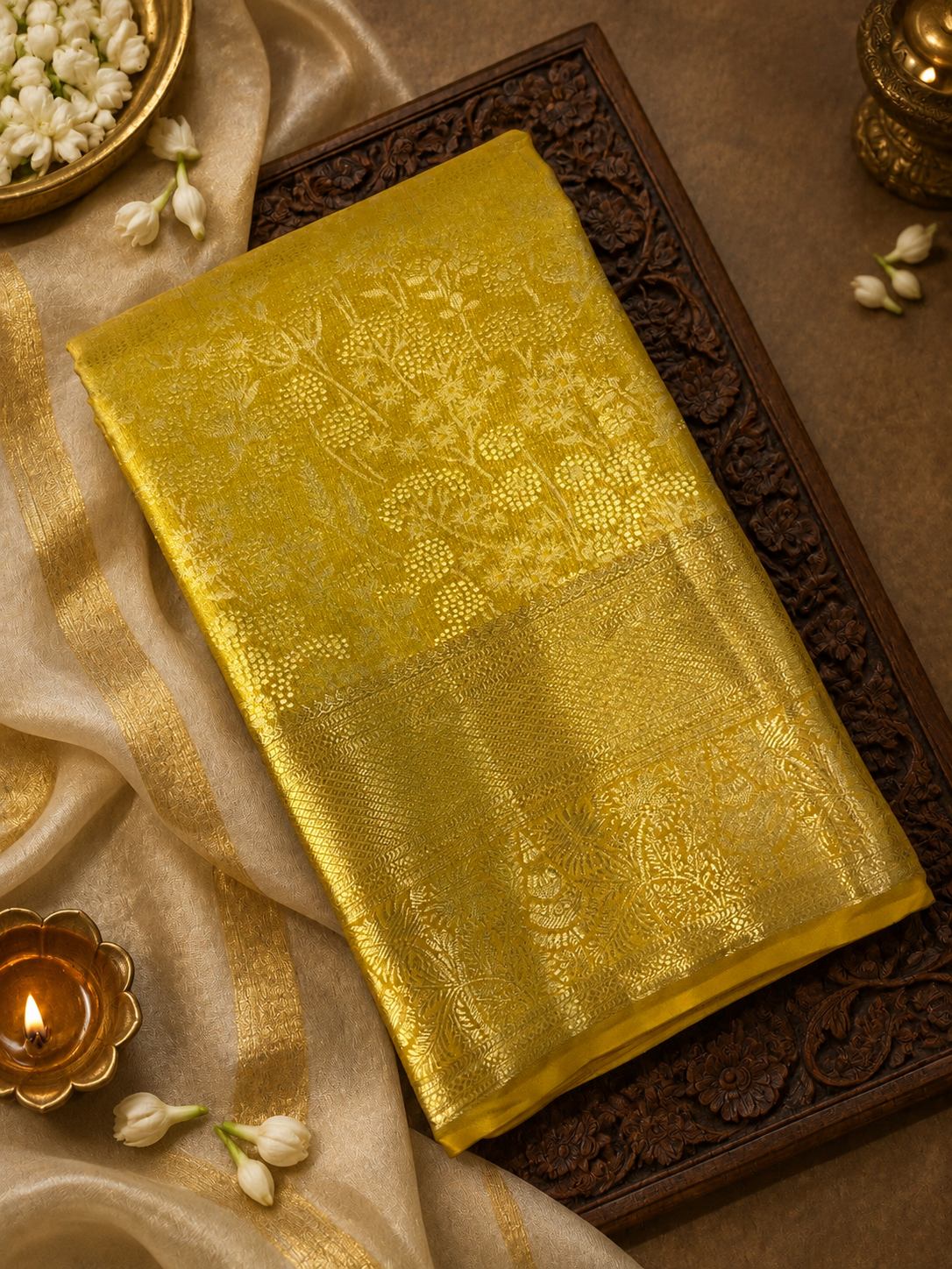 Bridal Semi Tissue Silk Saree -GOLD60
